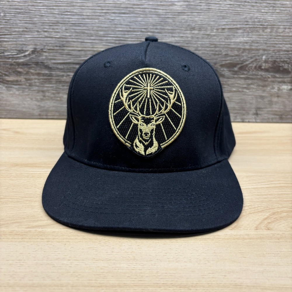 Jagermeister Hat Cap Snap Back Black Gold Embroidered Logo Beer Promo Adjustable